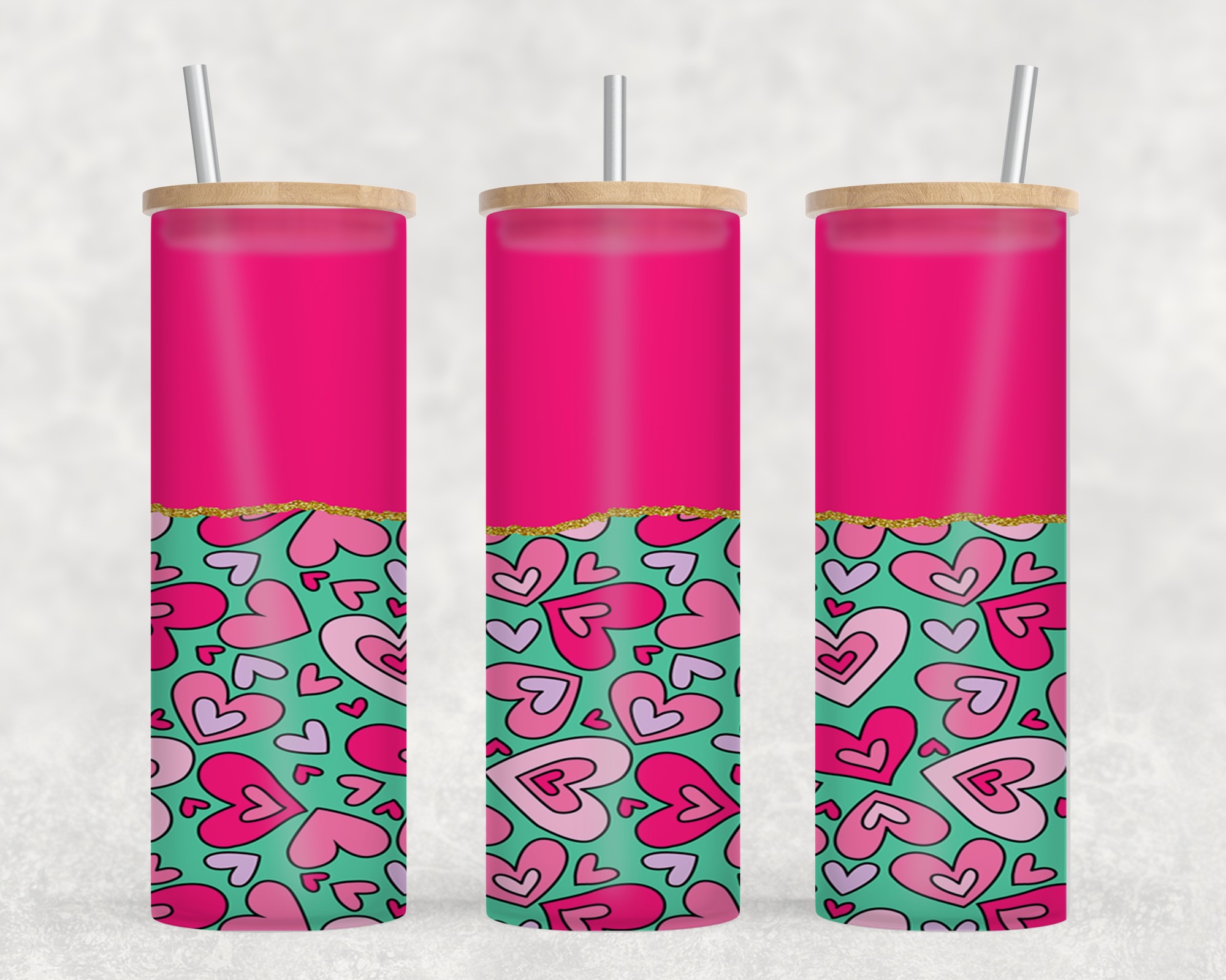Pink Hearts Teal-10596